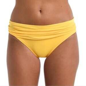 NWT La Blanca Yellow Shirred Hipster Bikini Bottom Island Goddess Pineapple - 12